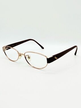 Authentic Vintage Yves Saint Laurent Gold Frame Eyeglasses Dark Brown Temples